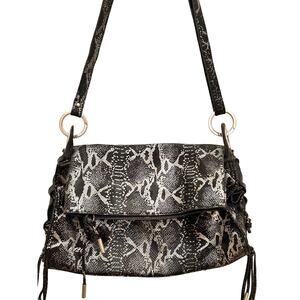 6126 by Lindsay Lohan Python Print Leather Shoulder/Crossbody  Lace Up Sides.